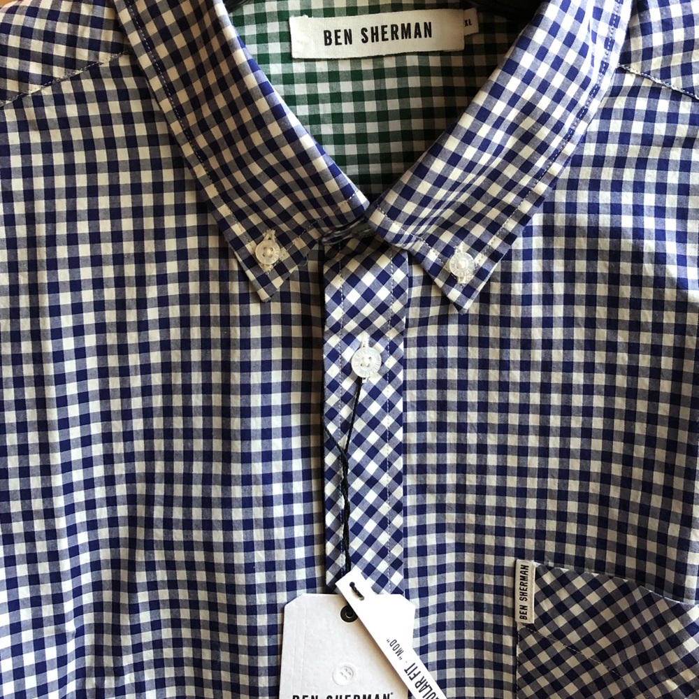 Ben Sherman Long Sleeve Gingham XL Blue/White